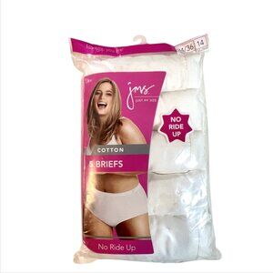Just My Size by Hanes 5 Briefs White Plus Size 14 34/36 Cotton Panties Underwear